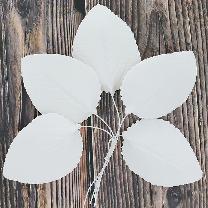 Global Sugar Art Hydrangea Leaves Sugar Cake Flowers, Large White, 30 Count by Chef Alan Tetreault