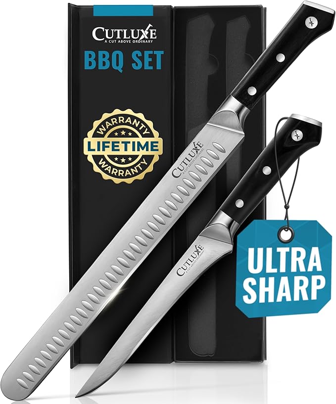 Cutluxe BBQ Carving Knife Set – Brisket Slicing and Boning Knife for Meat Cutting – Professional