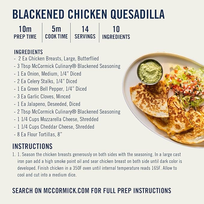McCormick Culinary Seasoning, Blackened, Non GMO, No MSG added, For Quality Blackened Flavor in