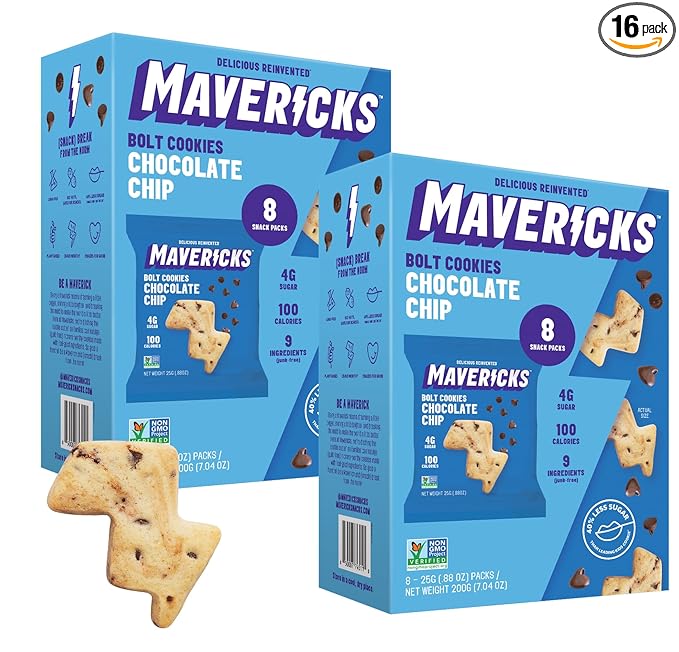 Mavericks Chocolate Chip Bolt Cookies - Plant-Based Chocolate Chip Cookies, Healthy, Plant Based