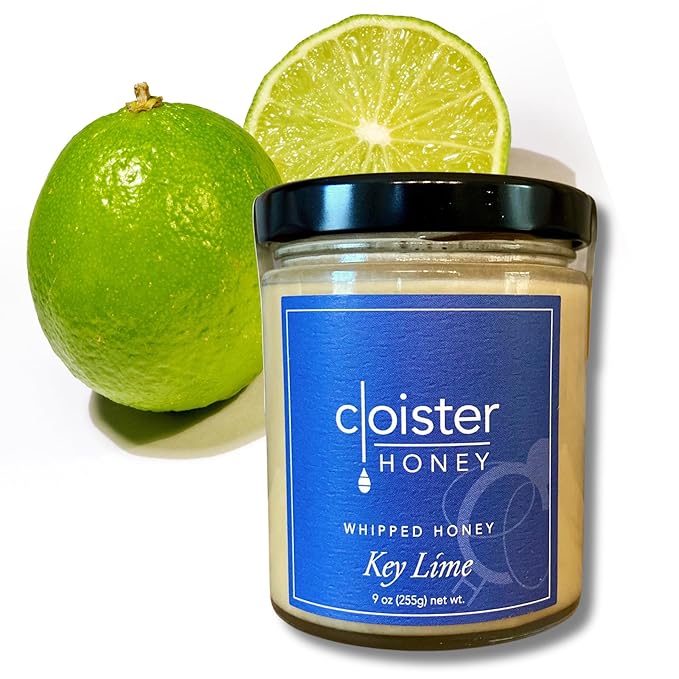 Cloister Honey Whipped Honey - Key Lime (9 oz) | Hand Crafted | Raw Artisan Honey | 100% Pure, Raw