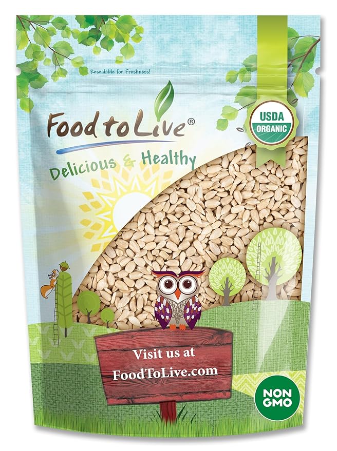 Food to Live - Organic Sunflower Seeds, 1 Pound - Hulled, Raw, Non-GMO, Dried Kernels, Unsalted