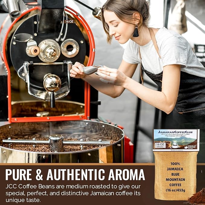 JamaicanCoffeeClub Blue Mountain Ground Coffee ??RG 16oz 100% Jamaican Blue Mountain Coffee, Fresh