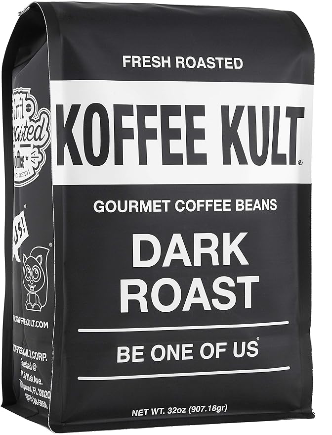 Koffee Kult Dark Roast Whole Bean Coffee - Small Batch 100% Arabica Gourmet Blend, Smooth and Well