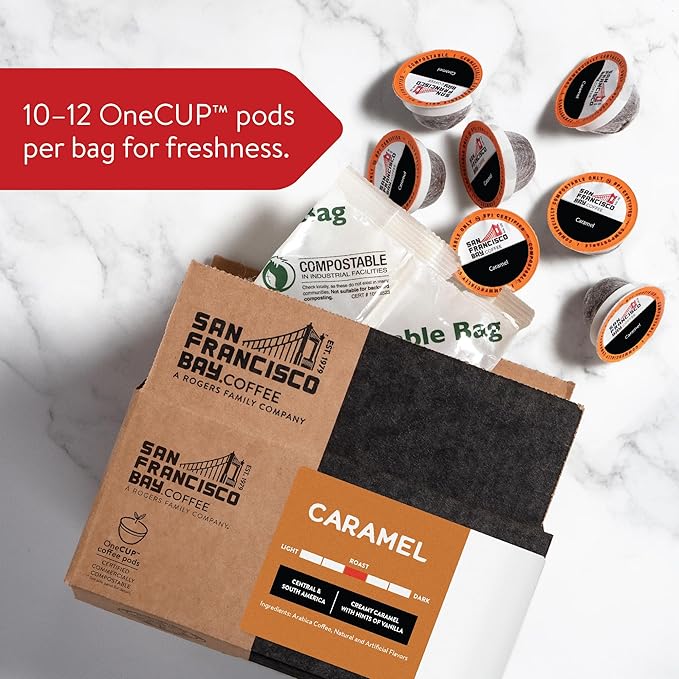 San Francisco Bay Compostable Coffee Pods - Caramel (80 Ct) K Cup Compatible including Keurig 2.0