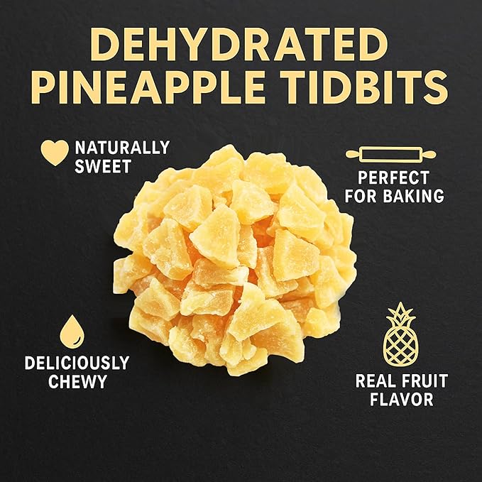 Anna and Sarah Dehydrated Pineapple Tidbits NATURAL NO SO2, Non GMO, Gluten Free, High In Fibers in