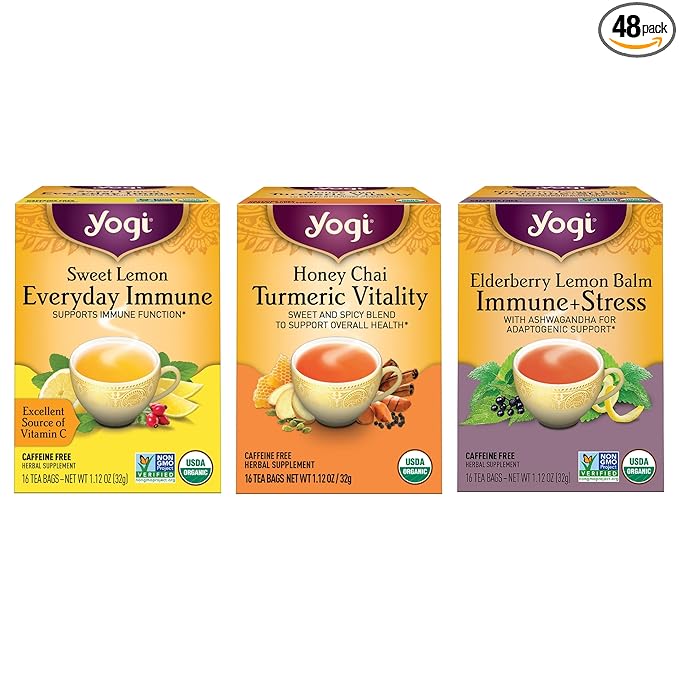 Yogi Tea Immune Support Tea Variety Pack - 16 Bags per Pack (3 Packs) - Immunity Support Sampler