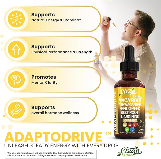 Clean Nutra Organic Maca Root Liquid Drops with Ashwagandha, Fenugreek, Beet Root and L-Arginine