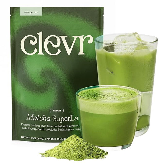 Clevr Blends Organic Matcha Green Tea Latte, Instant Ceremonial Grade, Superfood Powder Blend with