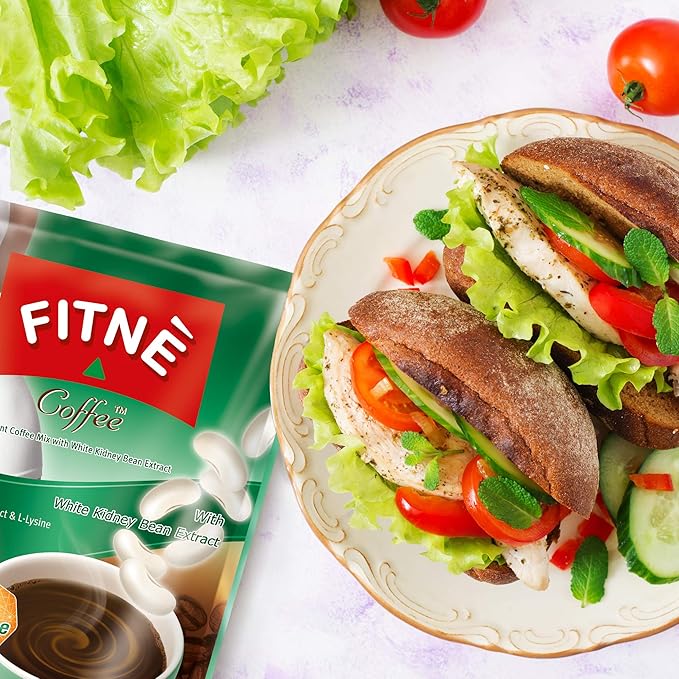 FITNE Instant 3 In 1 Coffee Packets Mix With White Kidney Bean Extract L-Lysine Vitamin B1 B2 B6