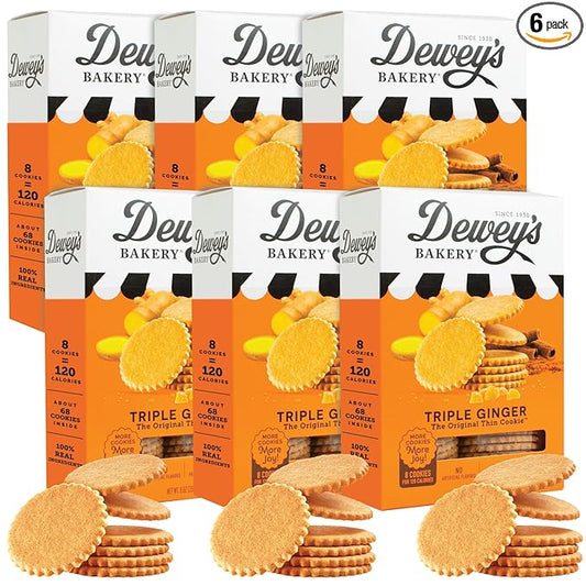 Dewey’s Bakery Triple Ginger Moravian Style Cookie Thins, Bakery Fresh with Real Simple