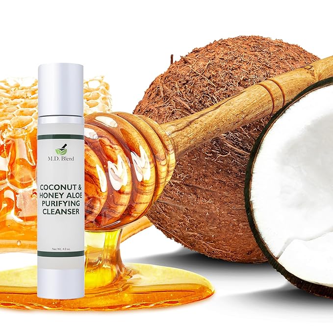 Coconut & Honey Aloe Purifying Cleanser | Organic Face Wash for Women & Men | Gentle Vegan Foaming