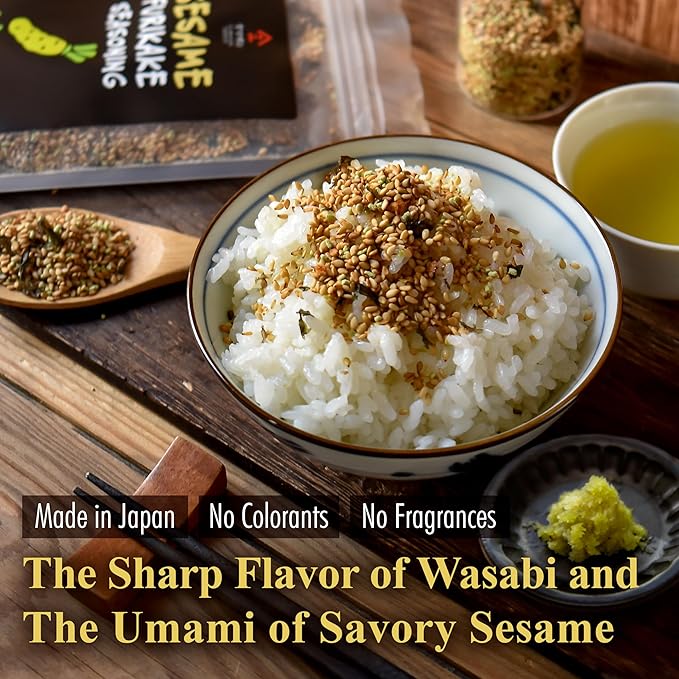 YAMASAN KYOTO UJI Japanese Wasabi Furikake Seasoning, Sesame-Soy Marinade, Wasabi Sharp Spicy and