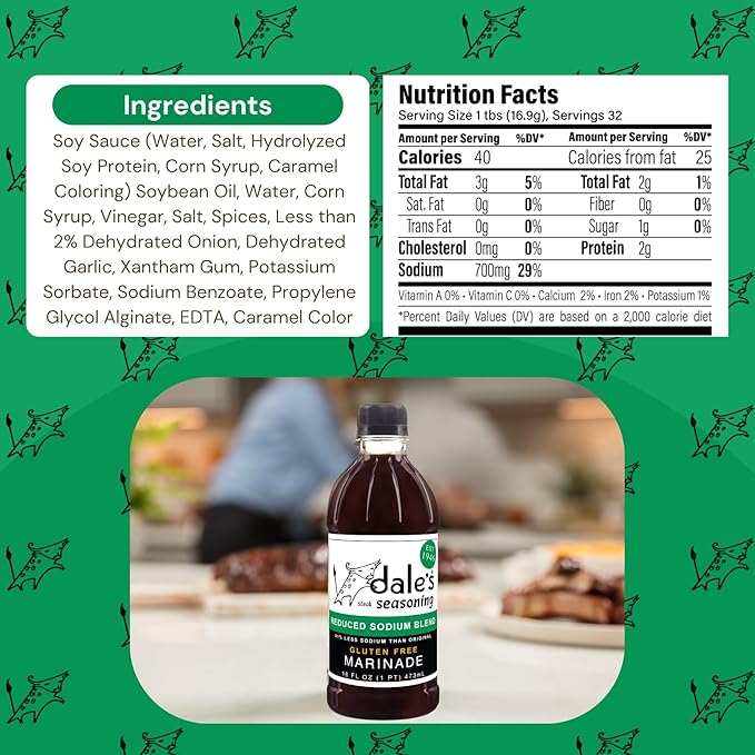 Steak Seasoning By Dale's, Reduced Sodium Blend, No Cholesterol | Delicious on All Meats, Fish | 16