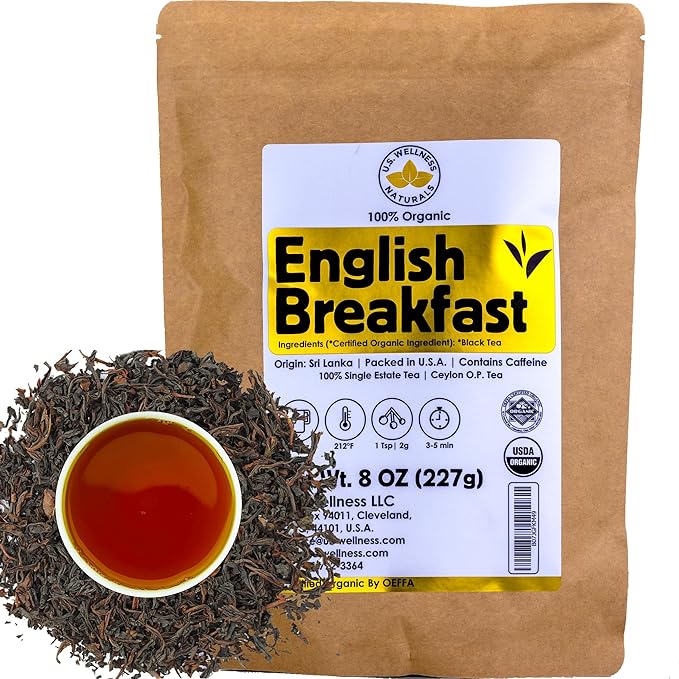 English Breakfast Tea | ORGANIC Ceylon OP grade loose leaf black tea | CRISP, RICH & AROMATIC |