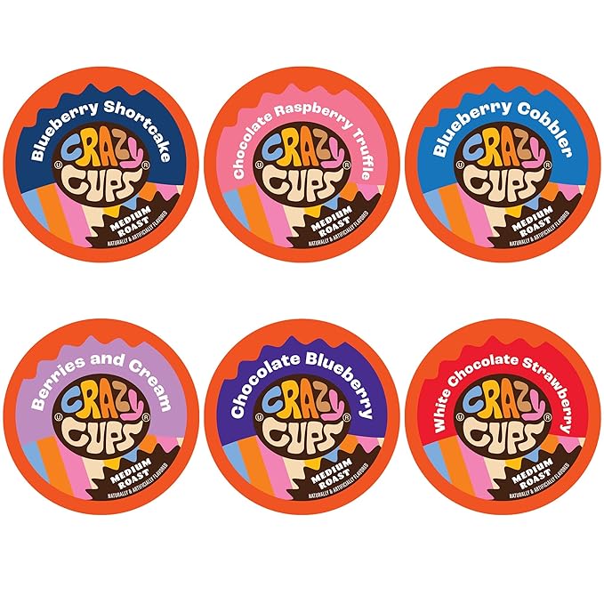 Crazy Cups Blueberry Coffee Pods Variety Pack, Magic Berries Flavored Coffee, Single Serve