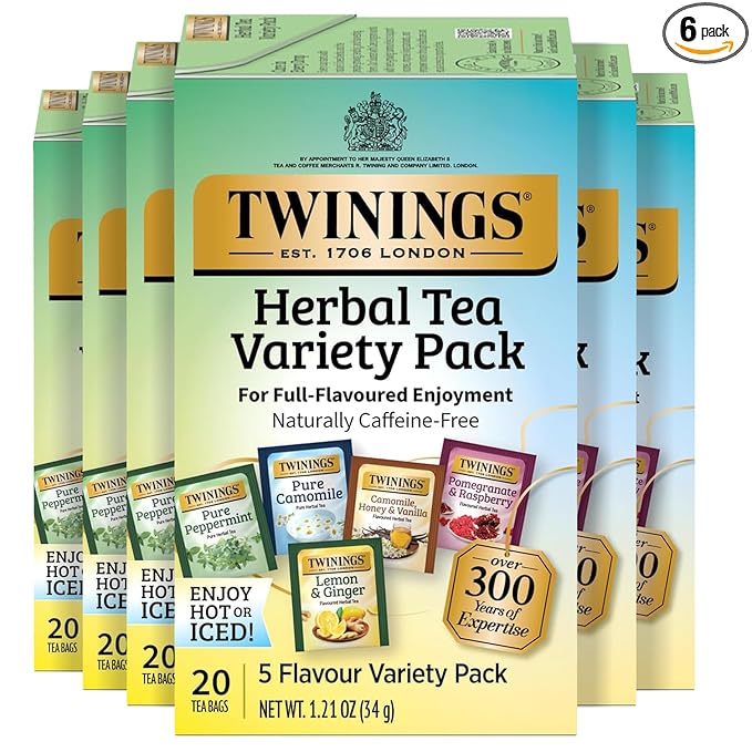Twinings Herbal Tea Variety Pack, 20 Count (Pack of 6), Formerly Assorted Herbal, Includes 5