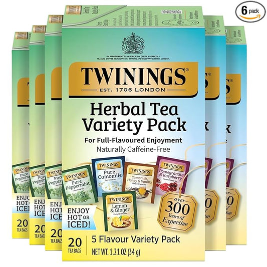 Twinings Herbal Tea Variety Pack, 20 Count (Pack of 6), Formerly Assorted Herbal, Includes 5