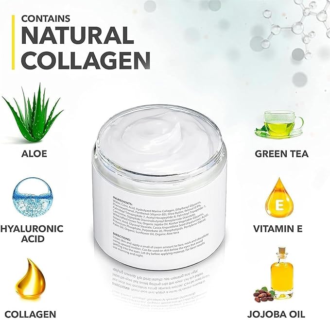Retinol Cream for Face with Collagen and Hyaluronic Acid - Anti Aging Wrinkle Cream for Women and