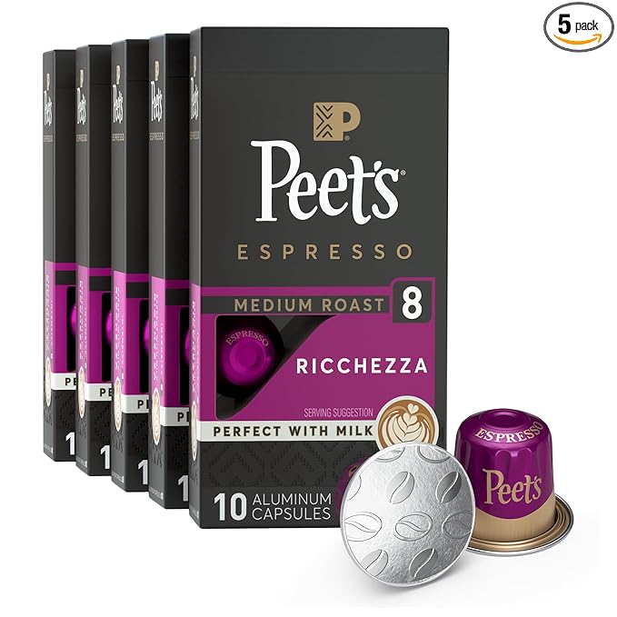 Peet's Coffee, Medium Roast Espresso Capsules, Compatible with Nespresso Original Machine