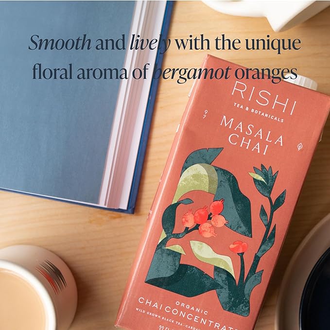 Rishi Tea Masala Chai Latte - Organic Black Tea Concentrate, Easy-to-Serve Hot or Iced Chai Mix