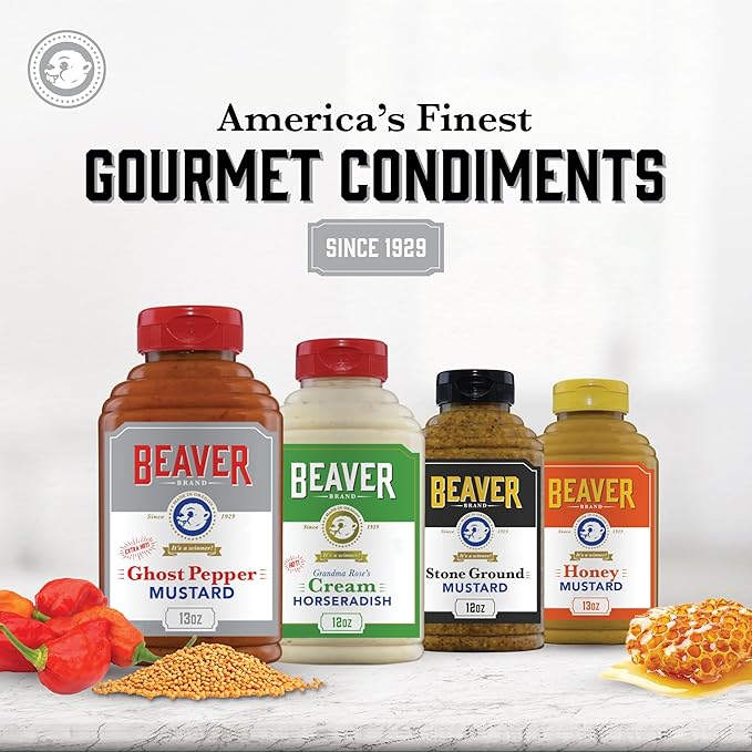 Beaver Extra Hot Ghost Pepper Mustard, 13 oz squeeze bottle