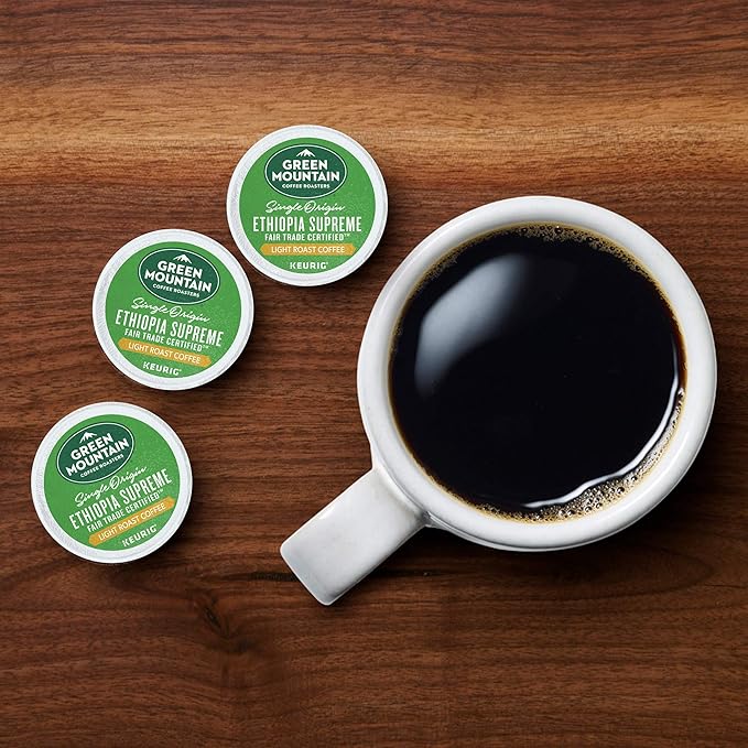 Green Mountain Coffee Ethiopia Supreme Keurig Single-Serve K Cup Pods, Light Roast Coffee, Ethiopia