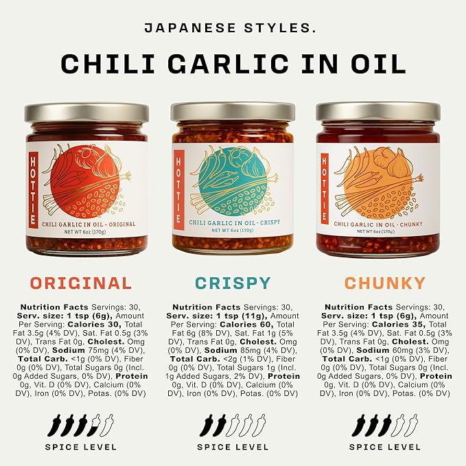 Umami Hottie Trio - Japanese Chili Oil Combo Pack | Chunky, Crispy & Original Flavors | Vegan