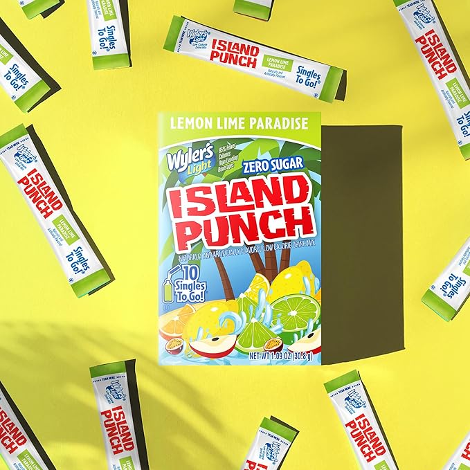 Wyler?셲 Light Island Punch Singles To Go, Lemon Lime Paradise, 10-Count per Box (12 Pack) ??Low