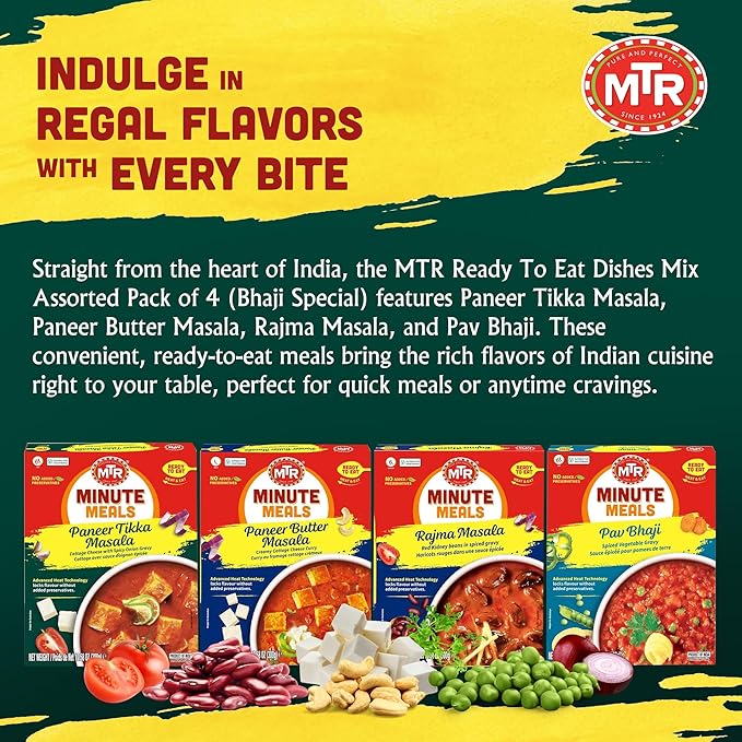 MTR Ready-To-Eat: Desi Special - Assorted Pack of 4 (Paneer Tikka Masala, Paneer Butter Masala