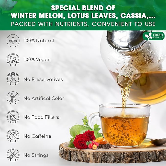 FRESHDRINKUS, 30 Packs of Oil Reducing Tea, Oil Cleansing for Liver, 10 Herbal Ingredients