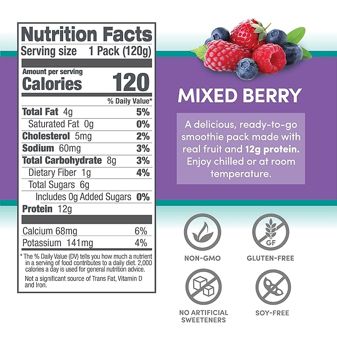 Designer Wellness Protein Smoothie, Real Fruit, 12g Protein, Low Carb, Zero Added Sugar