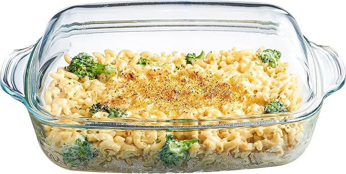 Simax Glass Casserole Baking Dish: Clear Glass Round Casserole Dish with Lid and Handles,Covered