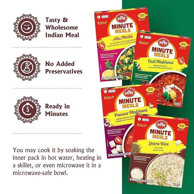 MTR Ready-To-Eat: Dhaba Mix - Assorted Pack of 4 (Alu Methi, Dal Makhani, Paneer Makhani, Jeera