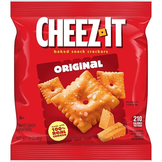 Cheez-It Cheese Crackers, Baked Snack Crackers, Lunch Snacks, Original (48 Pouches)