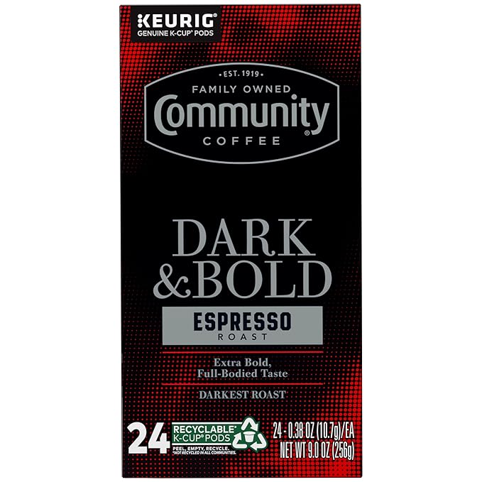 Community Coffee Dark & Bold Espresso Roast 96 Count Coffee Pods, Compatible with Keurig 2.0 K-Cup