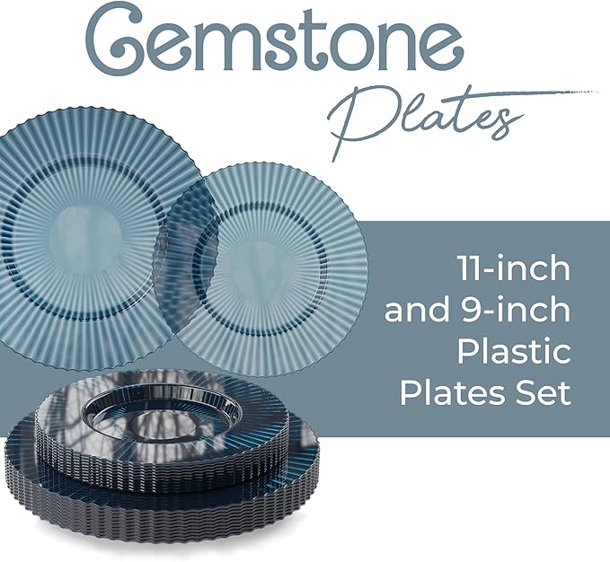Exquisite 80 Piece Plastic Disposable Plates Set For 40 Guests I 20 X 9 Inch & 40 X 11 Inch