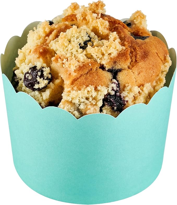 Panificio 10 Ounce Cupcake Wrappers, 200 Scalloped Baking Cups - Oven-Ready, Greaseproof, Turquoise