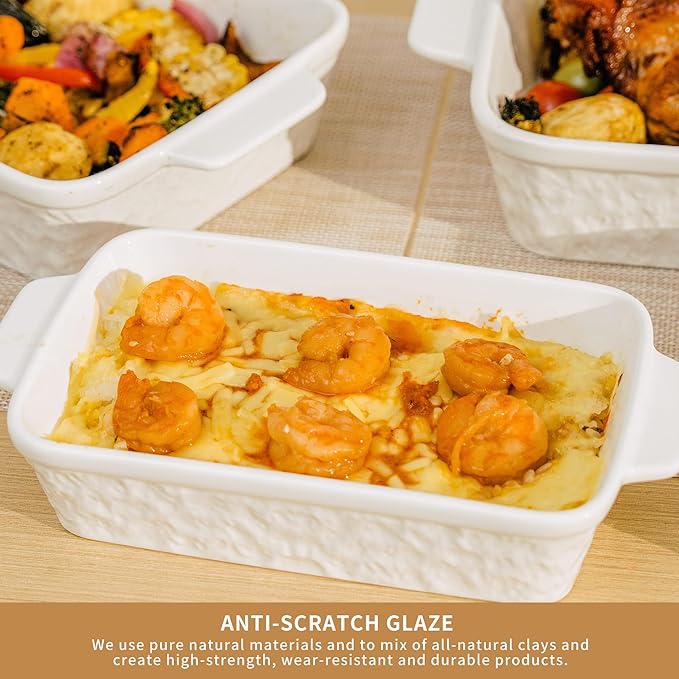 Casserole Dishes for Oven, Baking Dishes, Ceramic Bakeware Sets of 4, Rectangular Baking Pan Set