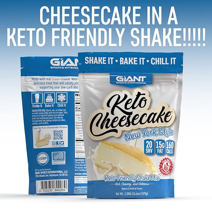 Giant Sports Keto Cheesecake Shake Mix - Delicious Low Carb, Ketogenic Diet Gluten Free Powder Mix