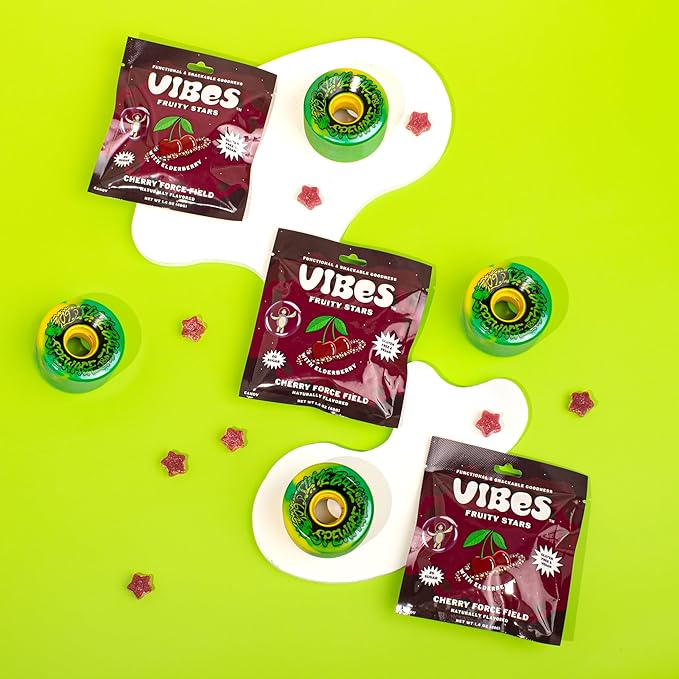 VIBES Cherry Force Field Fruity Stars - Delicious Low Calorie Gluten-Free Bulk Fruit Snacks - High