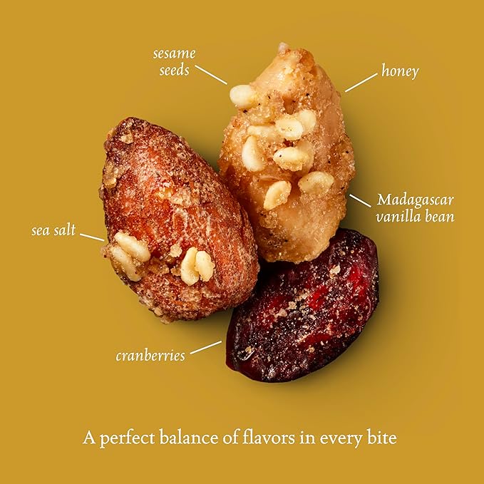 Sahale Snacks Honey Almonds Glazed Mix, 4 oz Pouches (6 Packs) - Dry-Roasted Deluxe Mixed Nuts with