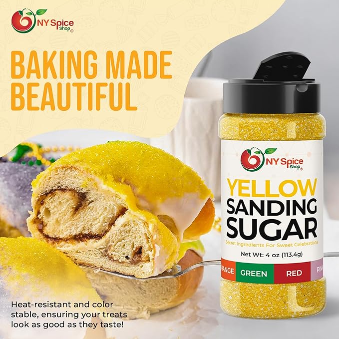 NY Spice Shop Yellow Sanding Sugar - 4 Ounce Sweet Colorful Edible Sprinkles For Candy Dish - Sugar