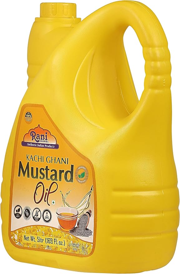 Rani Mustard Oil (Kachi Ghani) 169 Ounce (5 Liter) Pack of 2, NON-GMO | Gluten Free | Vegan | 100%