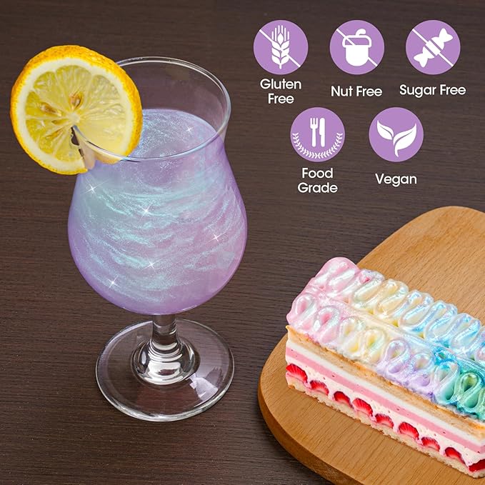 NiHome Edible Food-Grade Glimmer Powder Glitter Luster Dust Metallic Food Decorating Sprinkle