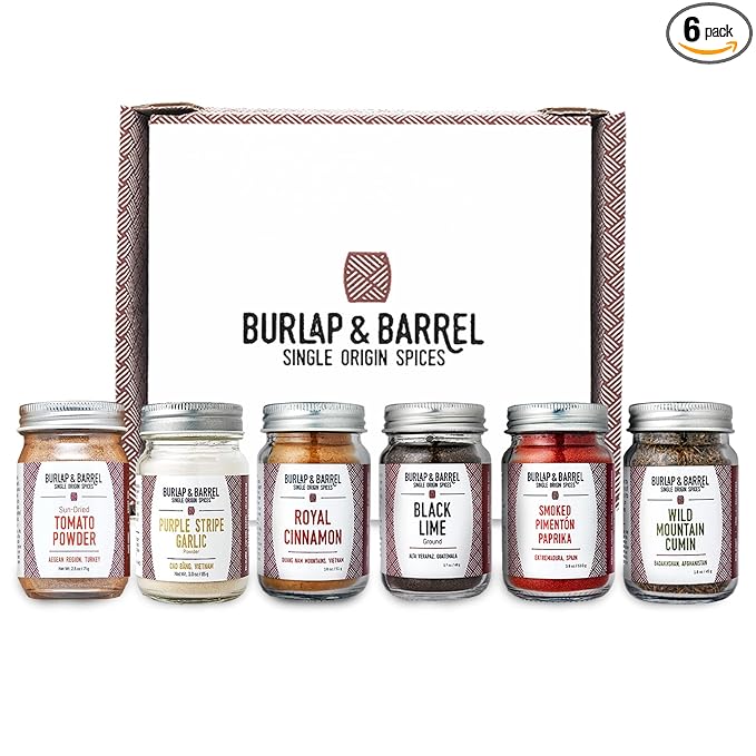 Burlap & Barrel 6-Pack Spice Gift Set ??6 Full-Size Jars of Favorite Spices for the Curious Cook