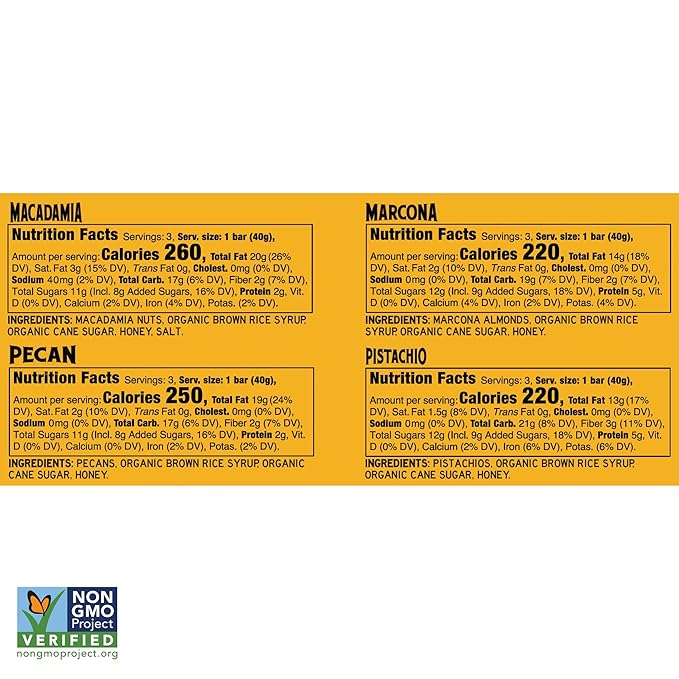 South 40 Snacks Crunchy Nut Bars, Mix of 4 Premium Variety Pack, Touch of Honey, Natural Protein