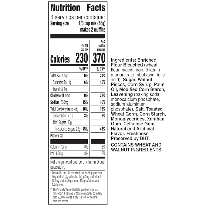 Betty Crocker Banana Nut Muffin and Quick Bread Mix, Made with California Walnuts, 12.3 oz (Pack of