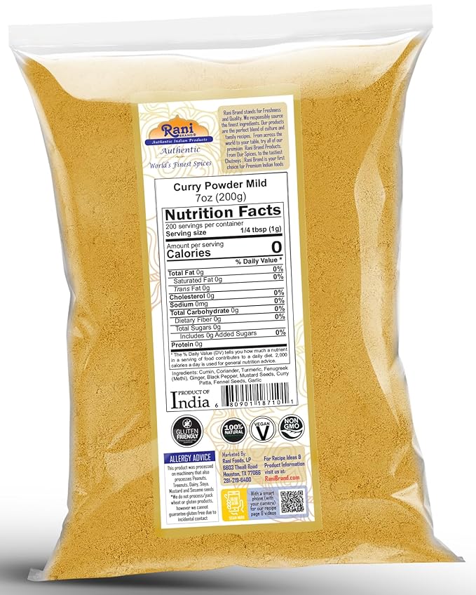 Rani Curry Powder Mild (10-Spice Authentic Indian Blend) 7oz (200g) ~ All Natural | Salt-Free | NO