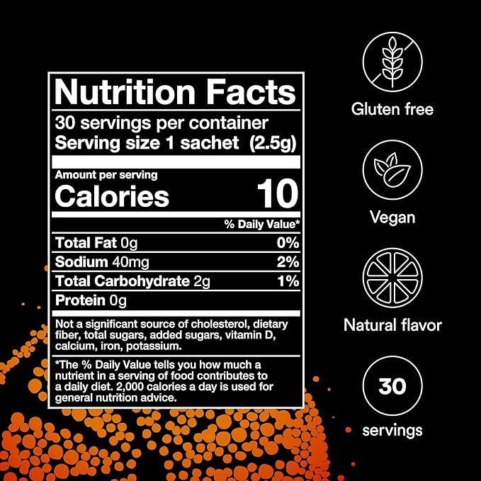 MitoQ Longevity Cellular Water Daily Powdered Drink Mix Natural Orange Flavor